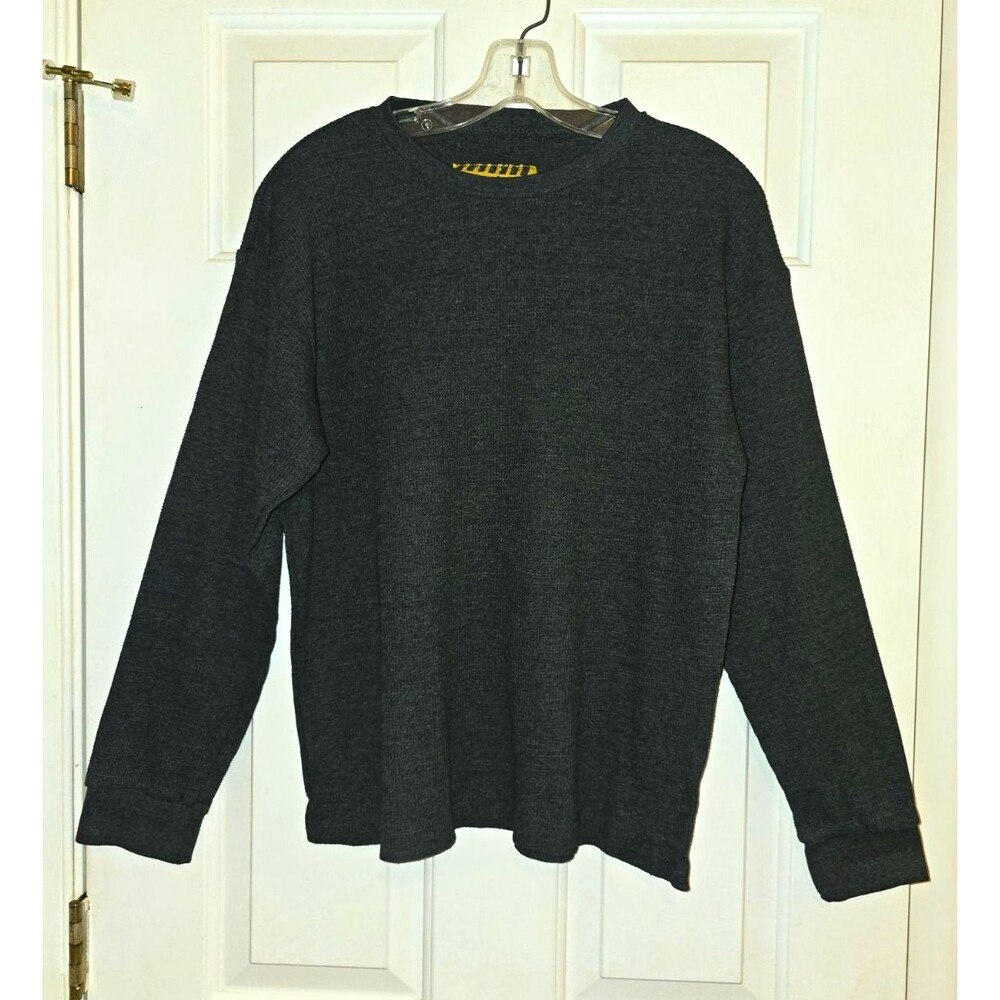 Work Zone Grey Waffle Knit Thermal Crewneck Shirt Large Casual Gorpcore Utility